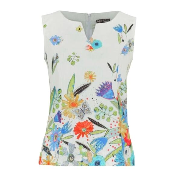 Simply Art by Dolcezza Tops - Simply Art by Dolcezza New Bouquet Coming Soon by Vigo Linen Floral Tank Medium